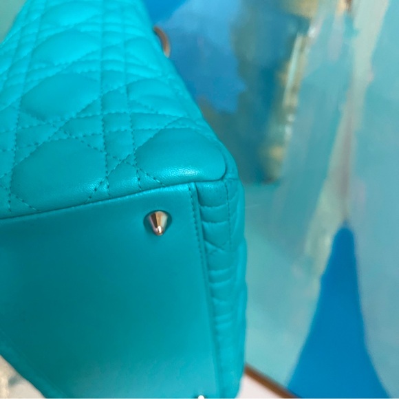 RARE Turquoise Medium Lady Dior in Vintage Style Christian Dior Lambskin - Picture 8 of 16